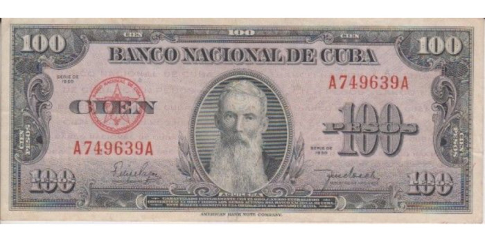 CUBA - B082, 100 PESOS 1950, MBC+