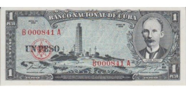 CUBA - B087, 1 PESO 1956, SC