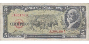 CUBA - B091, 5 PESO 1958, MBC+