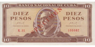 CUBA - B101, 10 PESO 1966, SC ESPECIMEN