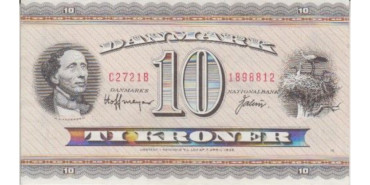 DINAMARCA - B-044D, 10 KRONER 1954/55, SC