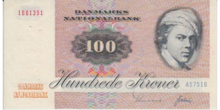 DINAMARCA - B-050AD, 100 KRONER 1972, SC