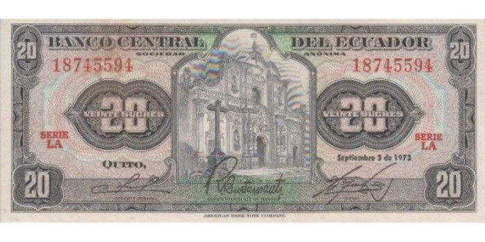 ECUADOR B-103 , 20 SUCRES 3-9-1973 , SC