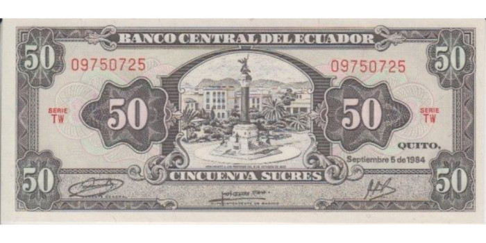 ECUADOR B-122 , 50 SUCRES 5/9/1984 , SC