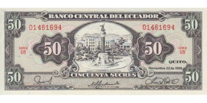 ECUADOR B-122 , 50 SUCRES 22/11/1988 , SC