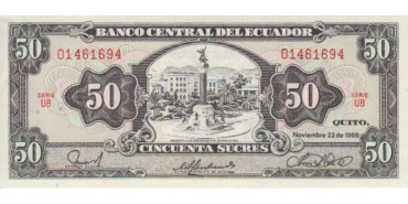 ECUADOR B-122 , 50 SUCRES 22/11/1988 , SC