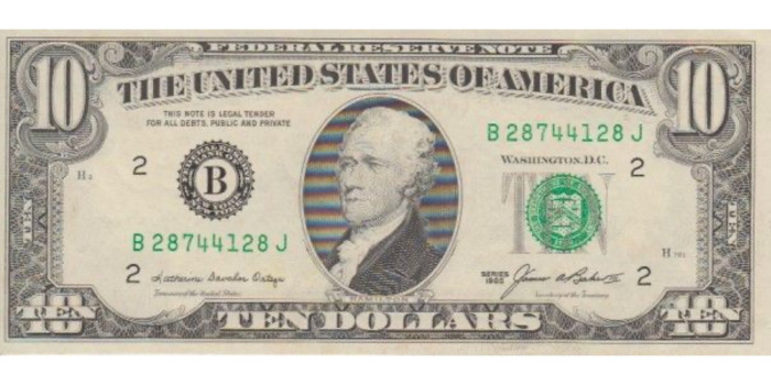 ESTADOS UNIDOS B-476 , 10 DOLAR 1985 , SC