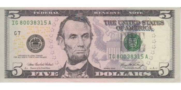ESTADOS UNIDOS B-524 , 5 DOLAR 2006 , SC