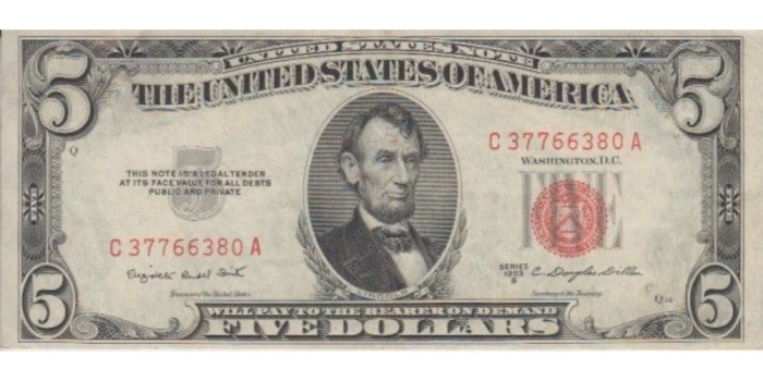 ESTADOS UNIDOS B-417 5 DOLARES 1953 , MBC