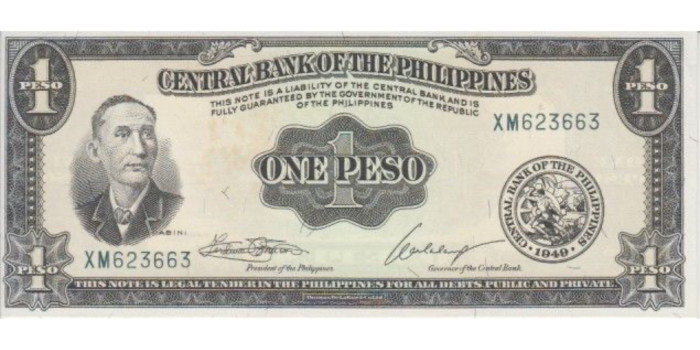 FILIPINAS B-133 , 1 PESO  , SC