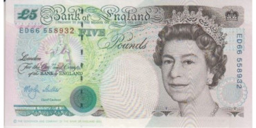 GRAN BRETAÑA-  B-382,  5 LIBRAS 1990/02 - SC