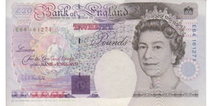 GRAN BRETAÑA-  B-387A,  20 LIBRAS 1993/06 - SC