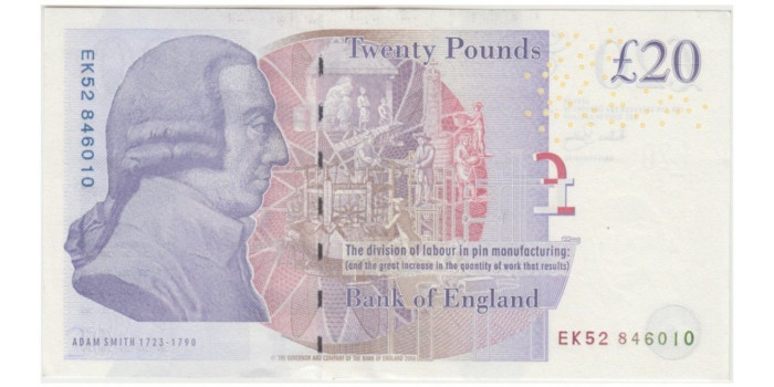 GRAN BRETAÑA-  B-387A,  20 LIBRAS 1993/06 - SC