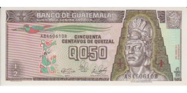 GUATEMALA - B-072.- 1/2 QUETZAL 1989/92.  SC