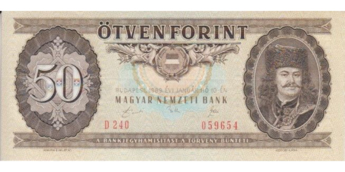 HUNGRIA B-170 , 50 FORINT 1989 , SC