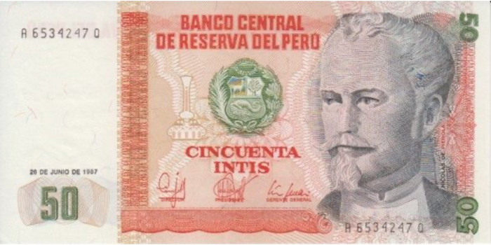 PERU B-131 , 50 INTIS 1987 , SC
