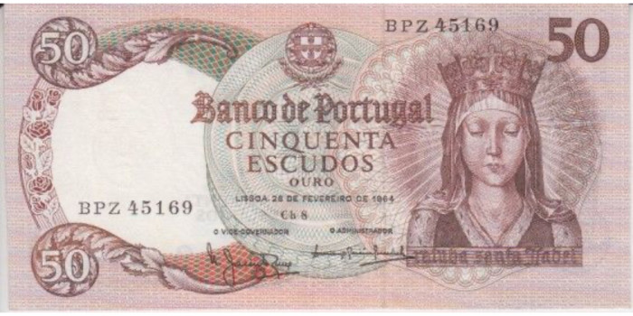 PORTUGAL B-168 , 50 ESCUDOS 1964 , EBC