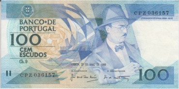 PORTUGAL B-179 , 100 ESCUDOS 26-5-1988 , MBC