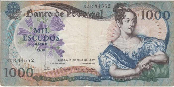 PORTUGAL B-172 , 1000 ESCUDOS 1967 , MBC-
