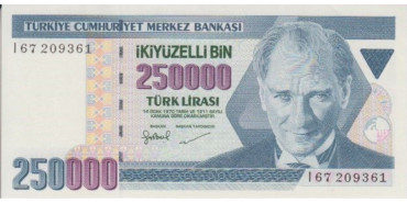 TURQUIA B-207, 250.000 LIRA 1970, SC