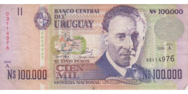 URUGUAY B-071.- 100.000 NUEVOS PESOS 1991.  MBC