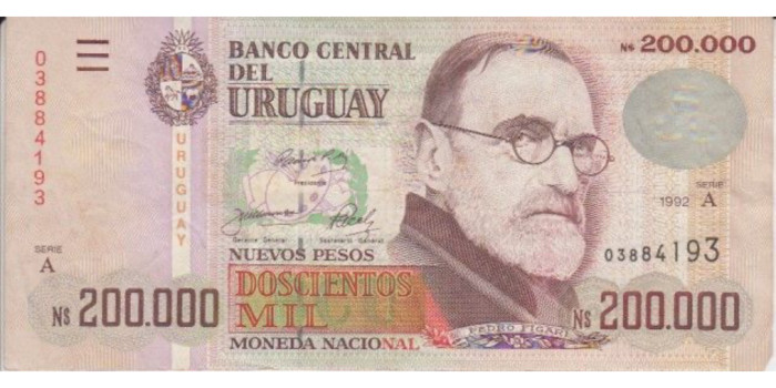 URUGUAY B-072.- 200.000 NUEVOS PESOS 1992.  MBC