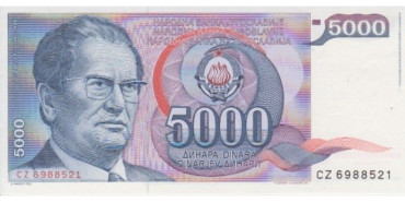 YUGOSLAVIA B-093, 5.000 DINARA 1985, SC