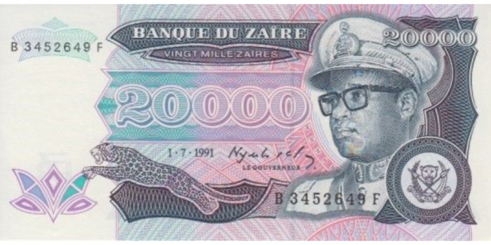 ZAIRE - B-039, 20.000 ZAIRES 1991, SC