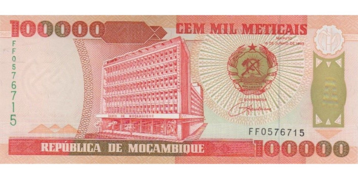 MOZAMBIQUE B-139 , 100.000 METICAIS 1993 , SC
