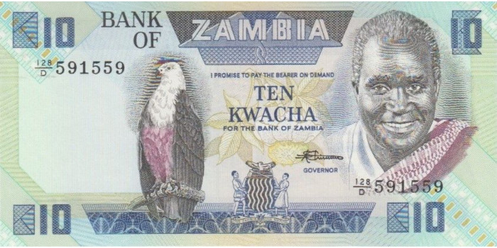 ZAMBIA - B-26, 10 KWACHA S-F, SC