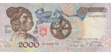 PORTUGAL B-186 , 2000 ESCUDOS 1992 , MBC-