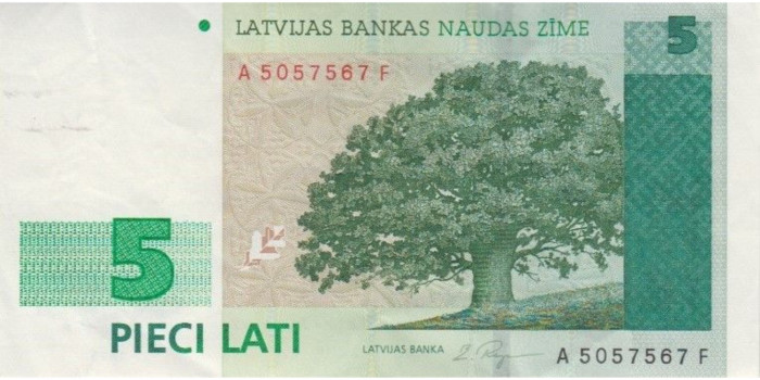 LETONIA B-049 , 5 LATI 1996 , EBC