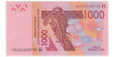 WEST AFRICA - B-615 1000 FRANCS 2003 NIGER.  SC