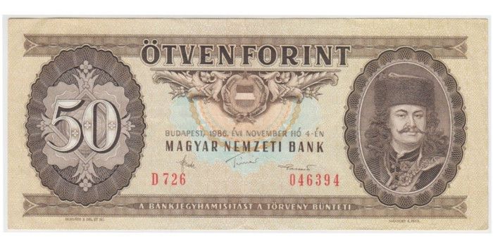 HUNGRIA B-170.- 50 FORINT 1965/89.  BC