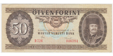 HUNGRIA B-170.- 50 FORINT 1965/89.  EBC