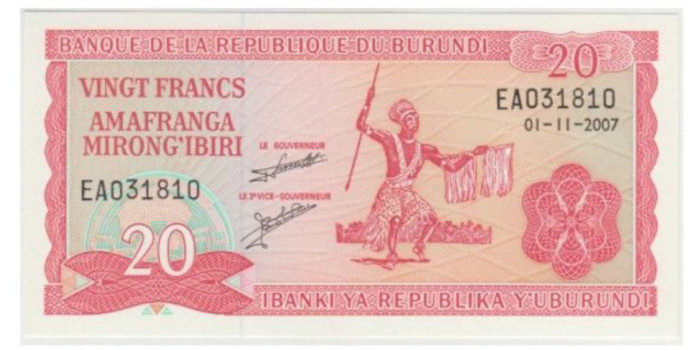 BURUNDI B-027 - 20 Francos 2007 - SC