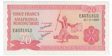 BURUNDI B-027 - 20 Francos 2007 - SC