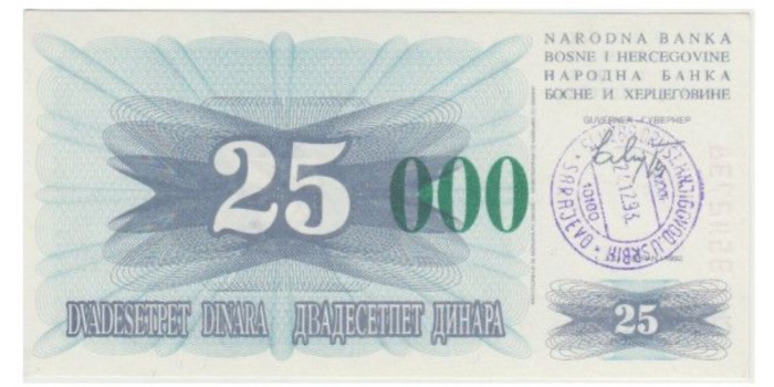 BOSNIA HERZEGOVINA B-54g - 25000 Dinara 1992 - SC