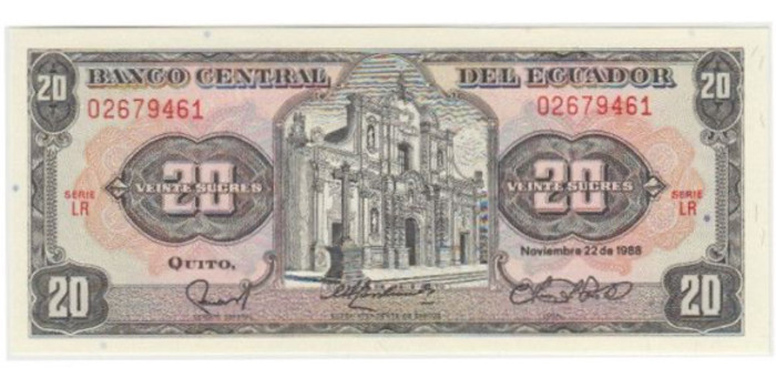 ECUADOR B-121ab - 20 Sucres 1988 - SC