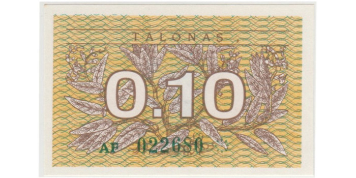 LITUANIA B-029a - 0.10 Talonu 1991 - SC