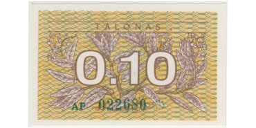 LITUANIA B-029a - 0.10 Talonu 1991 - SC