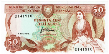 CHIPRE - B-049.- 50 CENTAVOS 1983.  SC