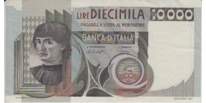 copy of ITALIA B-106 , 10.000 LIRAS 30-10-1976 , EBC