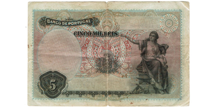 PORTUGAL B-104 , 5000 Reis 1906 , BC