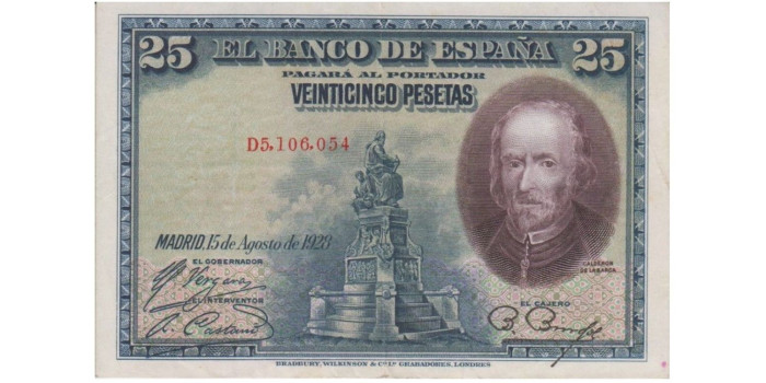 F346E - 25 Pesetas 15-08-1928 MBC  serie B-D