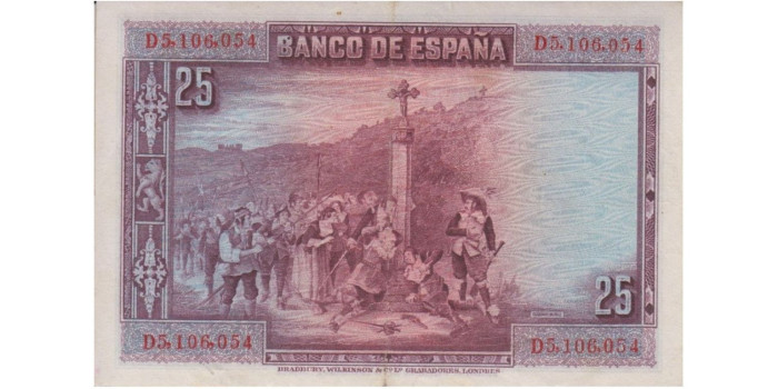 F346E - 25 Pesetas 15-08-1928 MBC  serie B-D