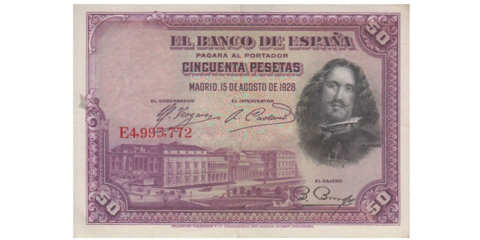 F349E - 50 Pesetas 15-08-1928 MBC  serie B/C/D/E