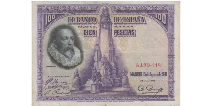 F350E - 100 Pesetas 15-08-1928 MBC sin serie