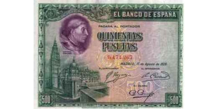 F352J - 500 Pesetas 15-08-1928 SC- sin serie