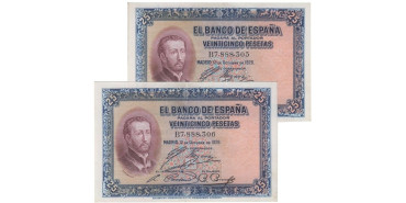 F340F - 25 Pesetas 12-10-1926  pareja correlativa MBC+